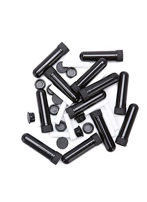 Prasadhak BLACK Empty Inhalers with high quallity blank cotton wicks tubes and cap for Aromatherapy Essential oil Vapor Refill Vicks 25  - Image 4