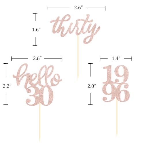BCHOCKS 24 Pcs Rose Gold Glitter 30th Birthday Cupcake Toppers for 30th Anniversary Birthday Party Wedding Party Decorations - Image 5