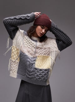 TOPSHOP Knitted Chunky Patchwork Sweaters  - Image 1