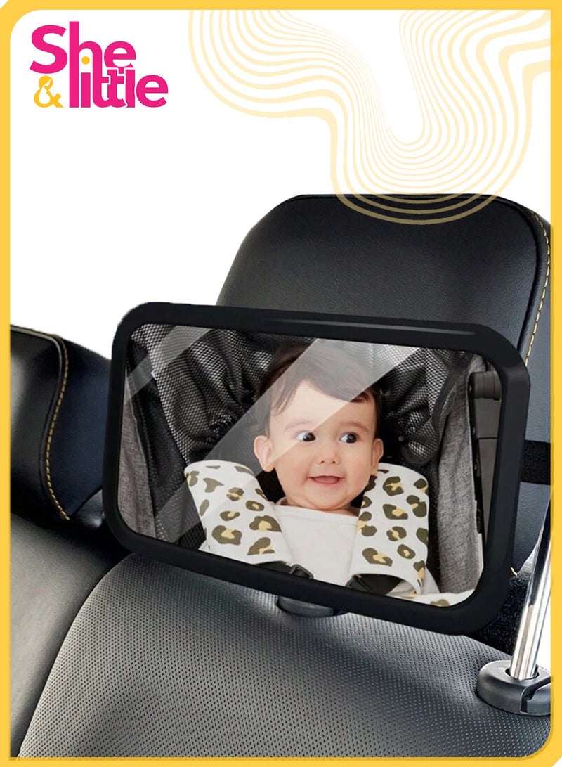 Beauenty Baby Car Mirror, Safety Car Seat Mirror for Rear Facing Infant with Wide Crystal Clear View, Shatterproof, 360° Rotation, Crash Tested and Certified, Fits Most Vehicles (Black) - Image 1