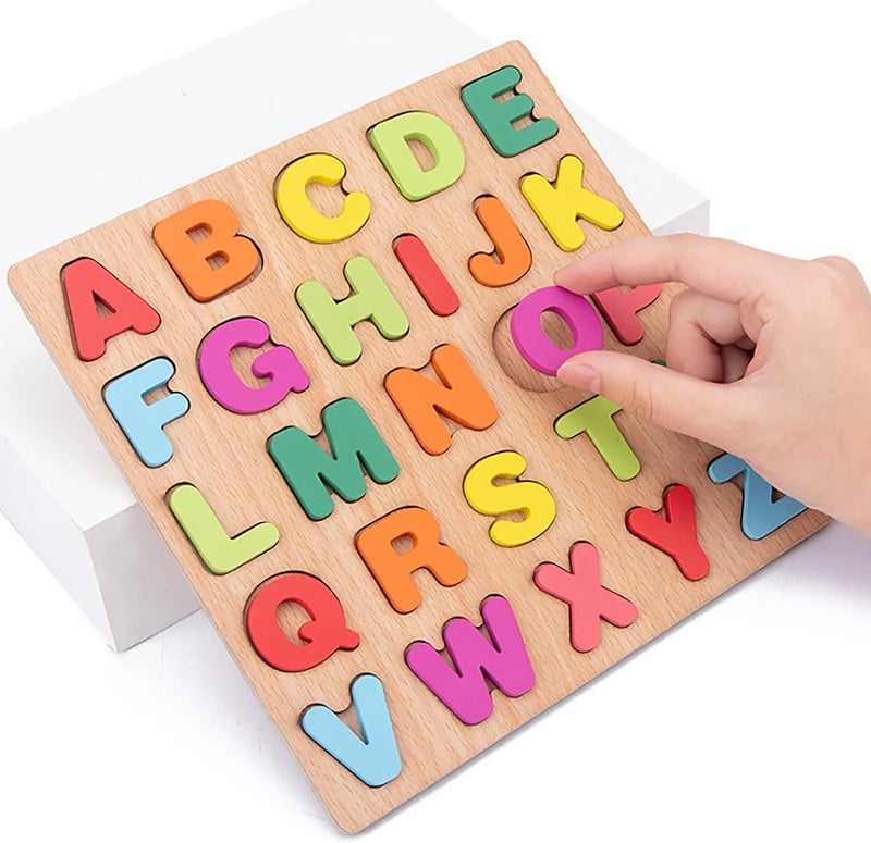 AMENDAS Wooden Learning Educational Board for Kids, Puzzle Toys for 2 Years Old Boys & Girls Educational Toys for Toddlers & Preschoolers, ABCD (Alphabet, Numbers, Shapes) - Image 3