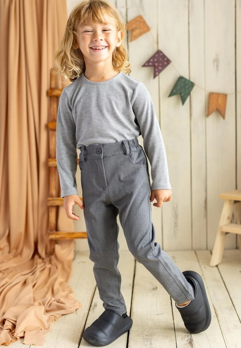 Cigit Lycra Gabardine Trousers Gray