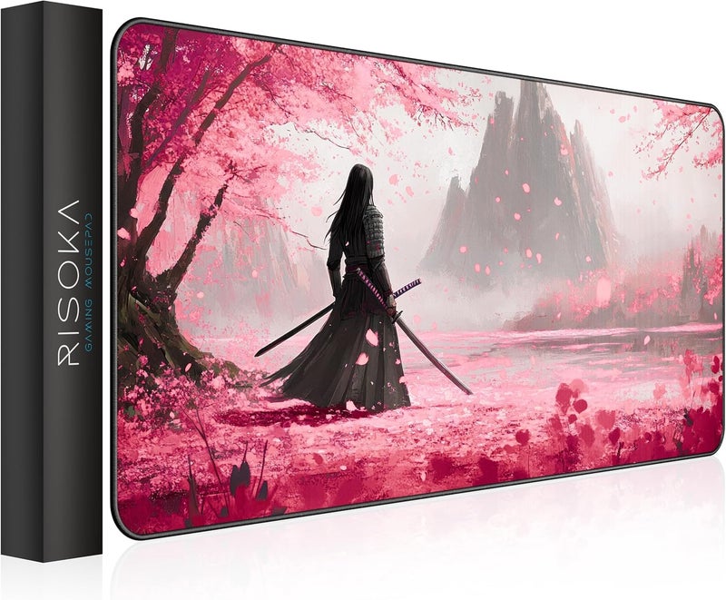 RISOKA XXL Gaming Mouse Mat 900 x 400 cm - Stitched Edges & Water-Repellent - Anime Mouse Mat for Gamer & Office - Large Mouse Pad & Desk Mat - Mouse Mat Setup & PC - Image 1