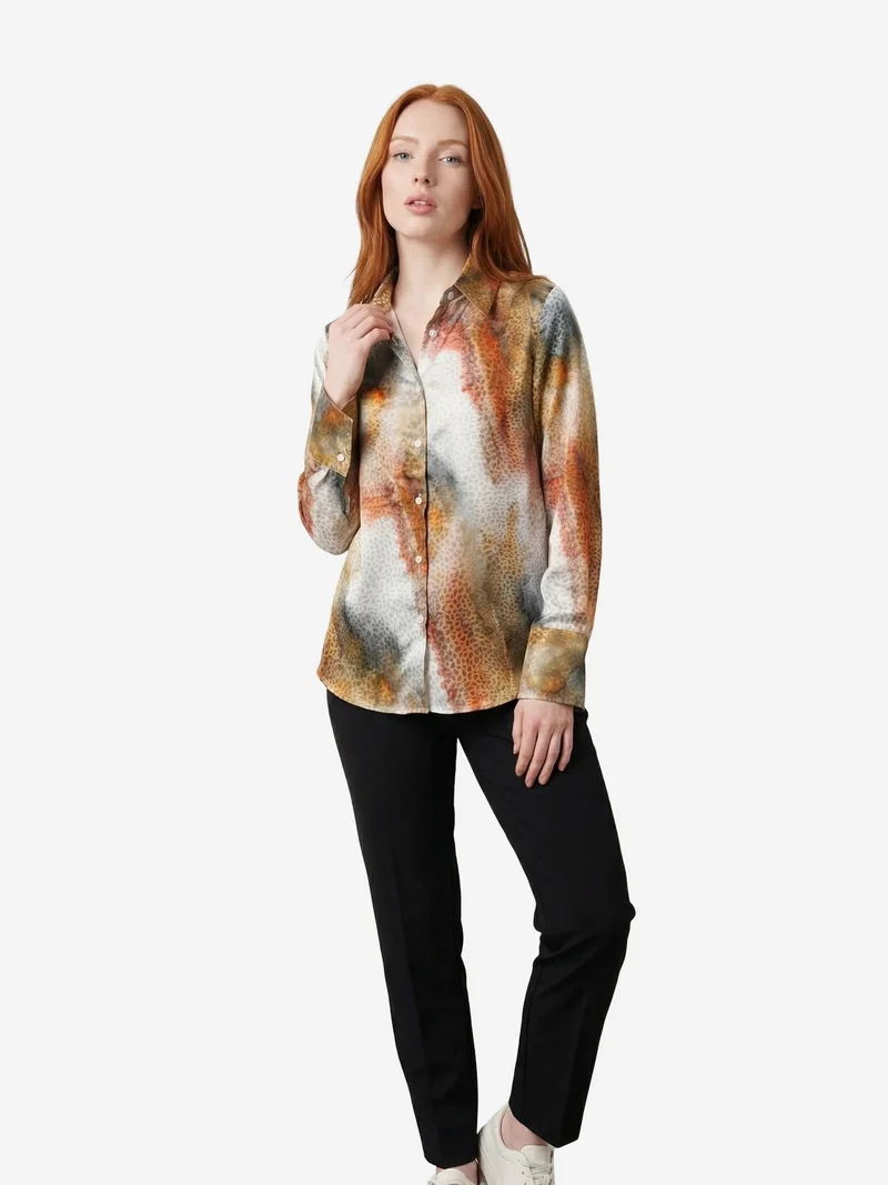 ماي فاشن MY FASHION Abstract Print Buttoned Long Sleeve Shirt
