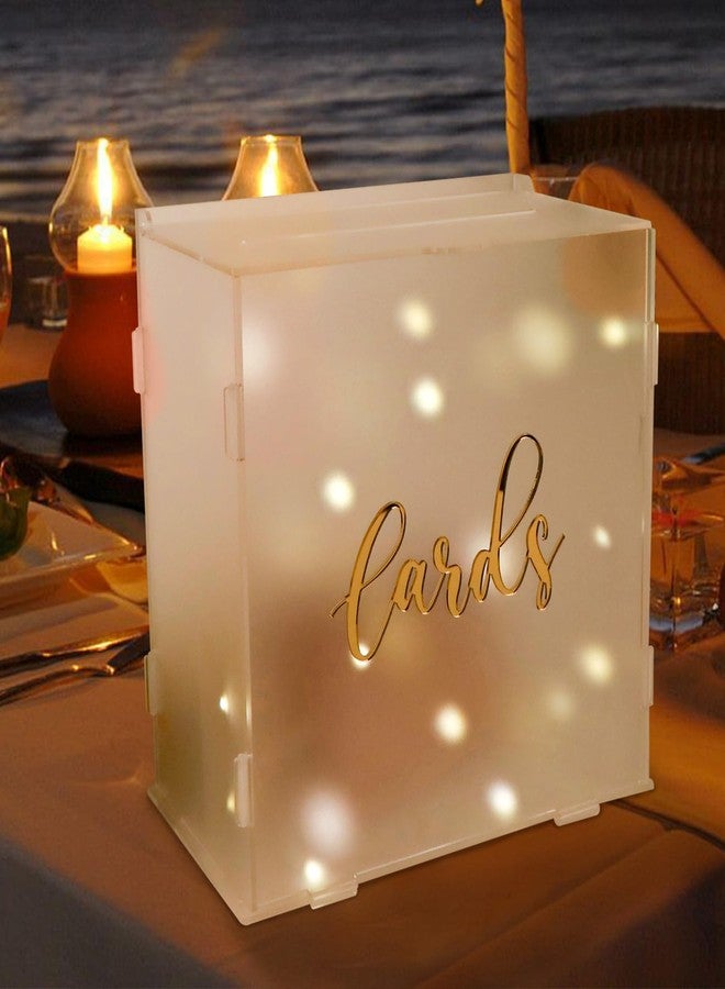 OurWarm Acrylic Wedding Card Box with String Light, Frosted Gift Card Box for Wedding Decorations for Reception, Money Box for Bridal Shower Decorations Party Reception Anniversary - Image 2
