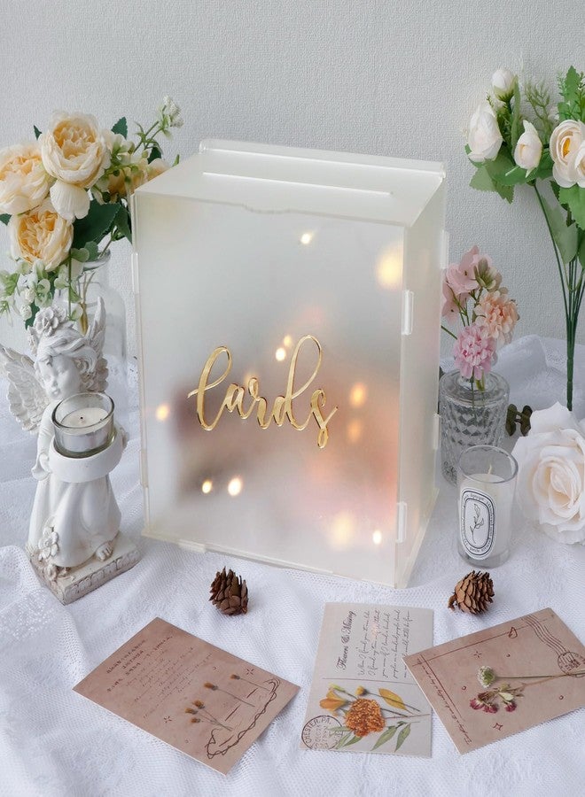 OurWarm Acrylic Wedding Card Box with String Light, Frosted Gift Card Box for Wedding Decorations for Reception, Money Box for Bridal Shower Decorations Party Reception Anniversary - Image 1