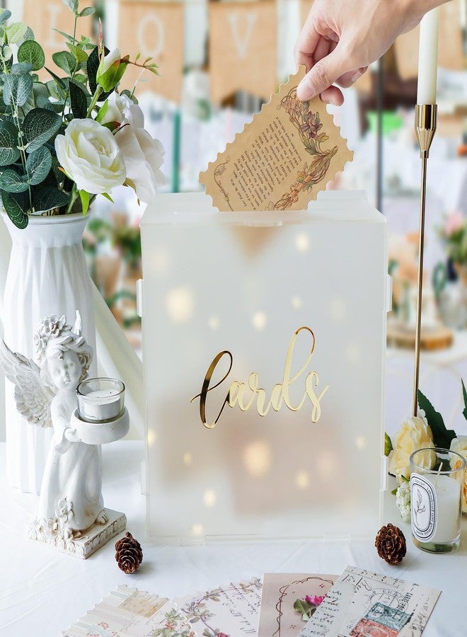 OurWarm Acrylic Wedding Card Box with String Light, Frosted Gift Card Box for Wedding Decorations for Reception, Money Box for Bridal Shower Decorations Party Reception Anniversary - Image 4