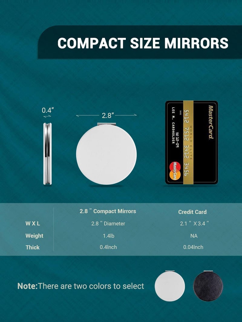 Getinbulk Compact Mirror,Double-Sided Makeup Small Mirror for Purse with 1X/3X Magnification PU Leather (White, 2.8") - Image 2