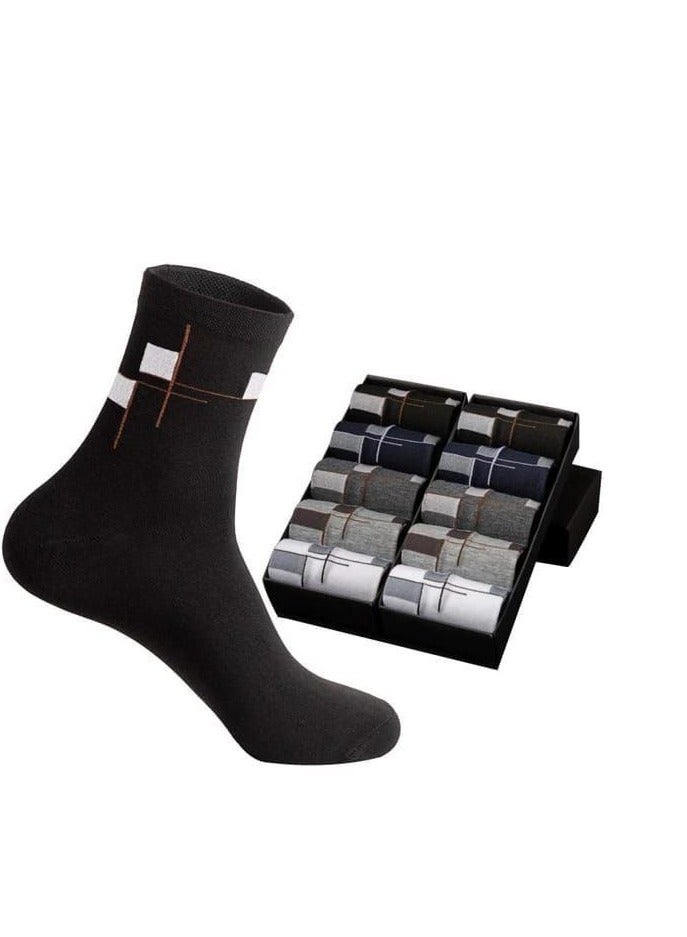 Unisex Crew Socks – 4 Pairs Cotton Blend Breathable Casual Socks for Men & Women – Geometric Design Everyday Comfort Fit  - Image 4
