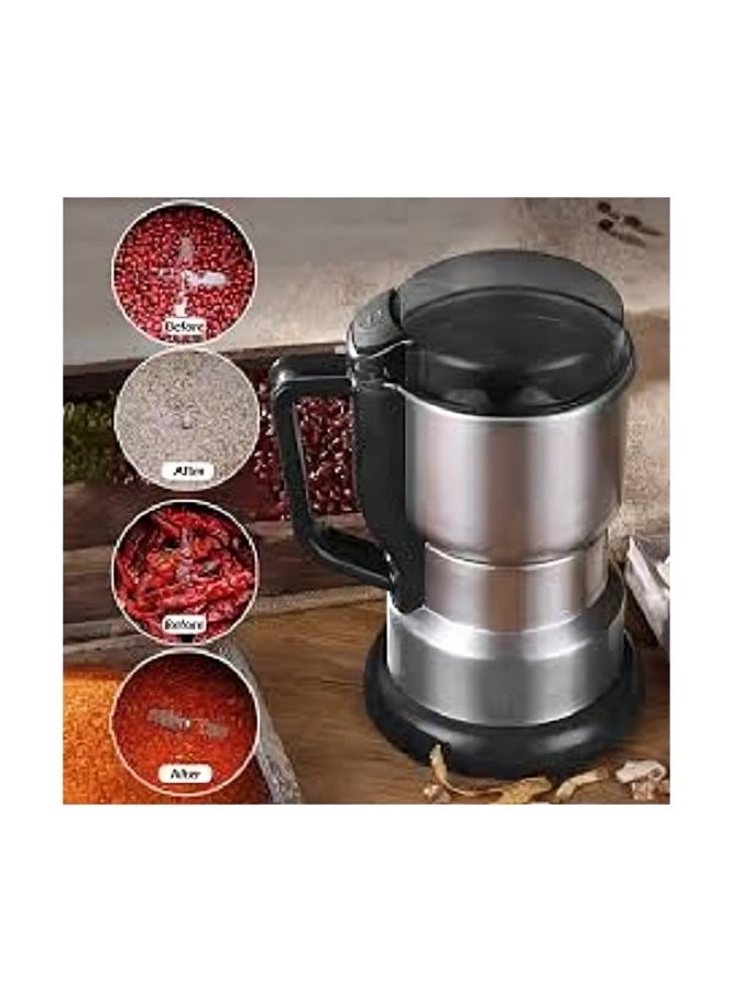 Generic - Electric stainless steel spice and coffee grinder with handle, 400 watts, 400 g, large size, multi-functional, with one year warranty - Image 1