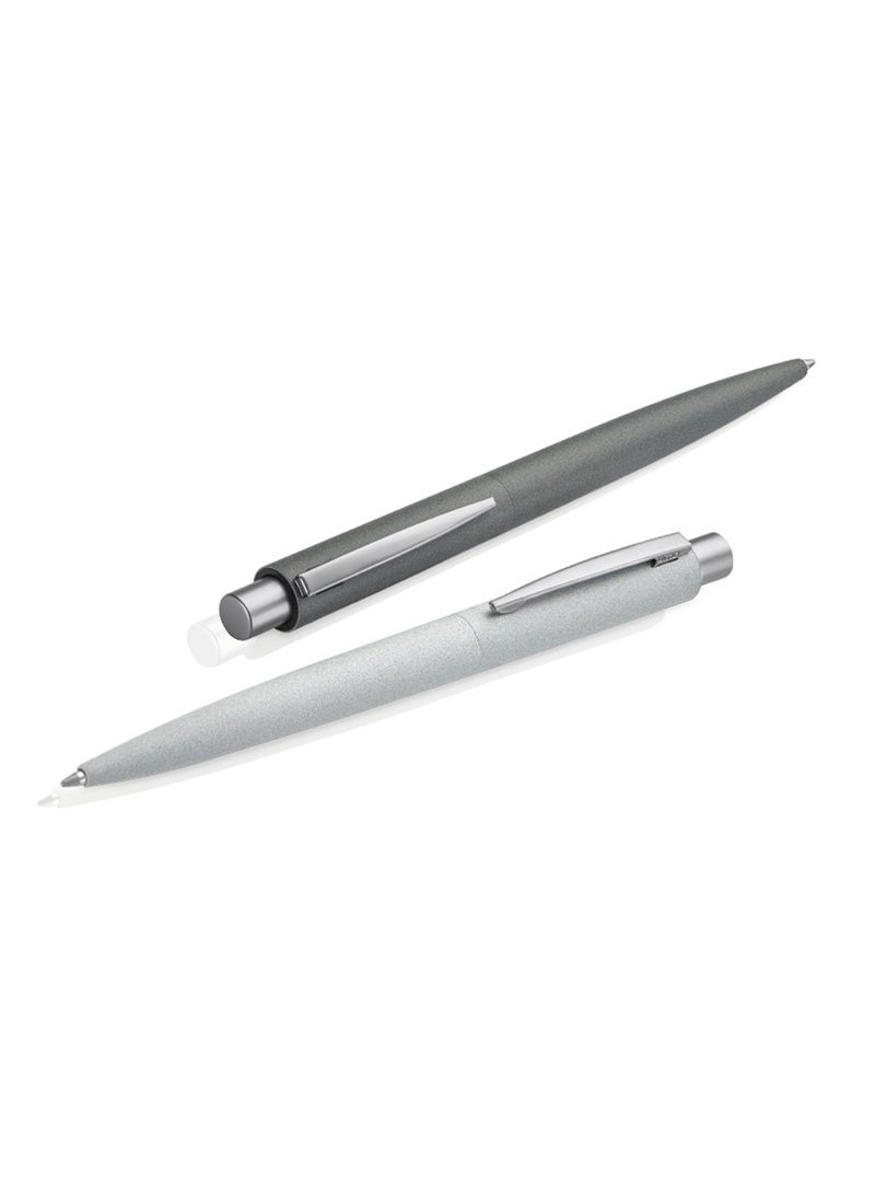 Uma Pack of 5 Retractable Metal Ballpoint Pen with Stone Look and Touch From UMA Made In Germany Light Grey - Image 4