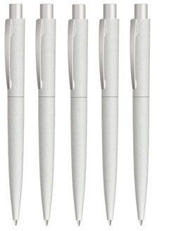 Uma Pack of 5 Retractable Metal Ballpoint Pen with Stone Look and Touch From UMA Made In Germany Light Grey  - Image 1