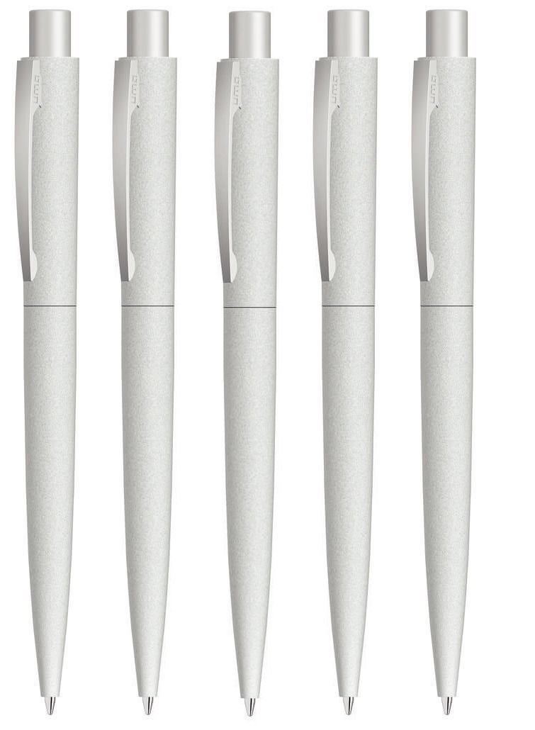 Uma Pack of 5 Retractable Metal Ballpoint Pen with Stone Look and Touch From UMA Made In Germany Light Grey - Image 1