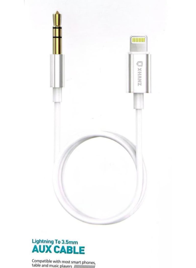 X-HANZ XHANZ Lightning to 3.5mm Jack AUX Audio Cable, White, AUX130 - Image 2
