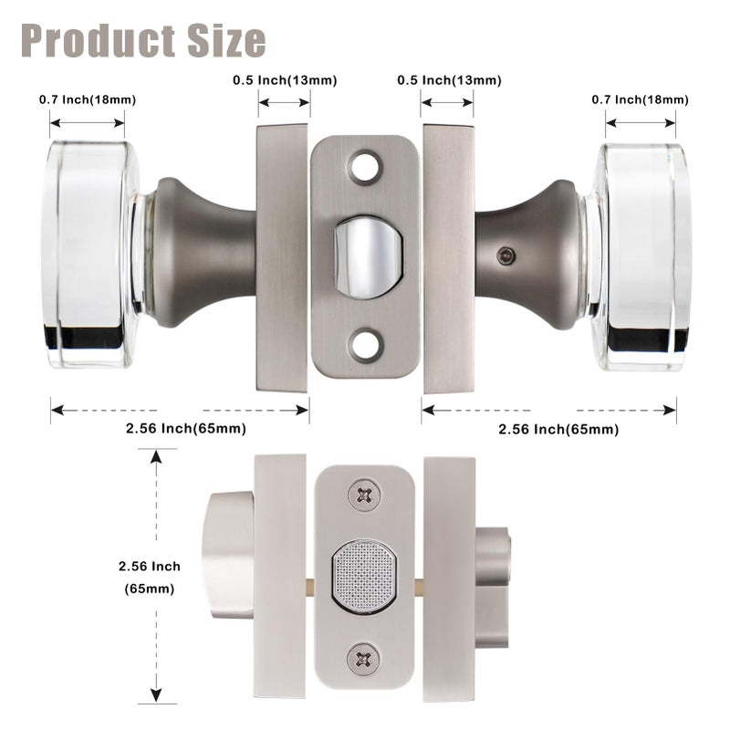 Newliplace Exterior Glass Door Knob With Single Cylinder Deadbolt Lockset, Entry Crystal Door Knob With Deadbolt, Brushed Nickel Front Door Lock Set, Satin Nickel Front Door Handle And Deadbolt Set - Image 3