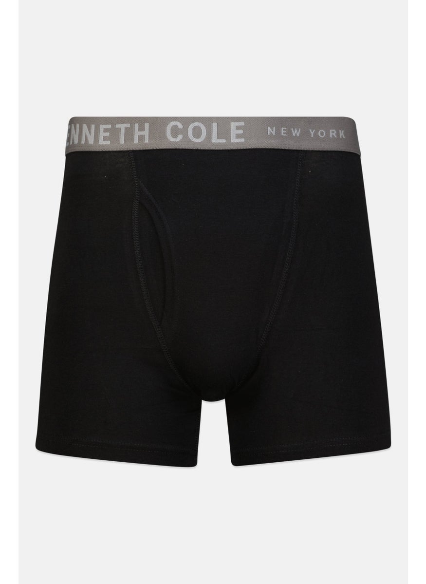 Kenneth Cole - Men 3 Pcs Brand Logo Low Rise Trunk, Black Combo - Image 1