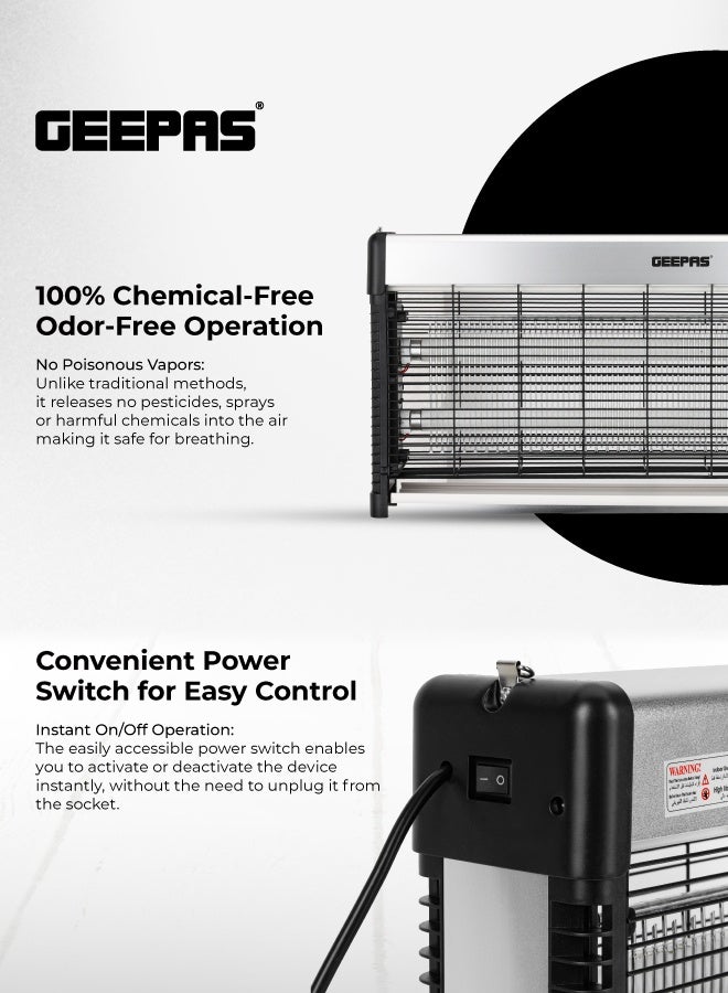 GEEPAS Powerful Electric Bug Zapper | 40W (2x20W) UV Tube Indoor/Outdoor Insect Killer | Automatic Fly & Mosquito Pest Control - Image 3