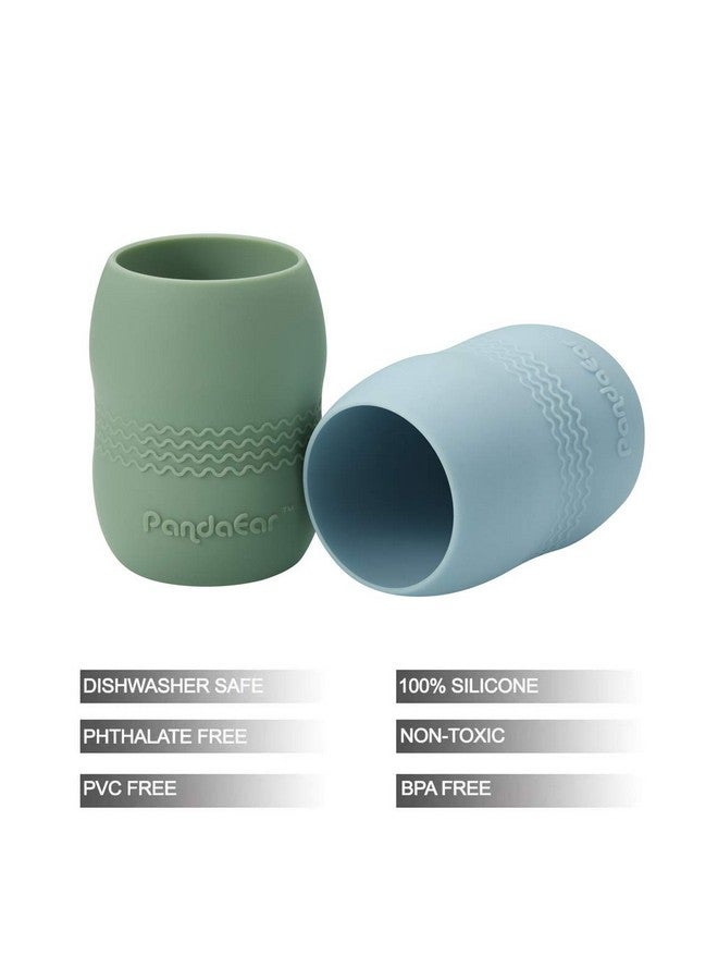 باندا إير كوب تدريب شرب صغير من PandaEar، مصنوع من السيليكون بنسبة 100%، للأطفال الصغار والرضع (أزرق/أخضر) - Image 3