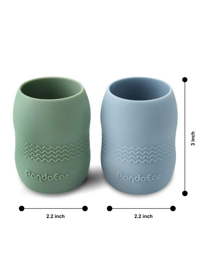 باندا إير كوب تدريب شرب صغير من PandaEar، مصنوع من السيليكون بنسبة 100%، للأطفال الصغار والرضع (أزرق/أخضر) - Image 2