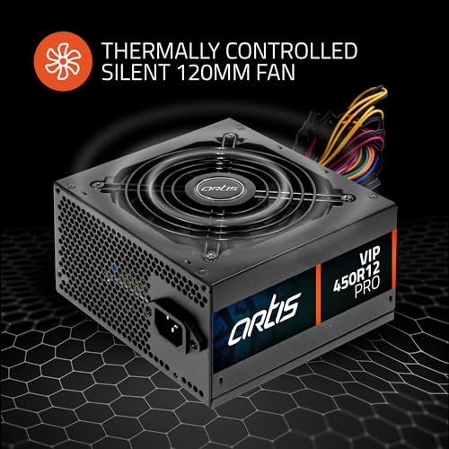 Artis VIP 450R12 Pro SMPS Computer Power Supply Unit 120mm Smart Temperature Control Fan Supports The Latest ATX 12V Intel & AMD Platforms, Hi-Pot Tested (Black) - Image 3
