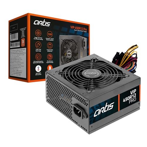 Artis VIP 450R12 Pro SMPS Computer Power Supply Unit 120mm Smart Temperature Control Fan Supports The Latest ATX 12V Intel & AMD Platforms, Hi-Pot Tested (Black) - Image 1