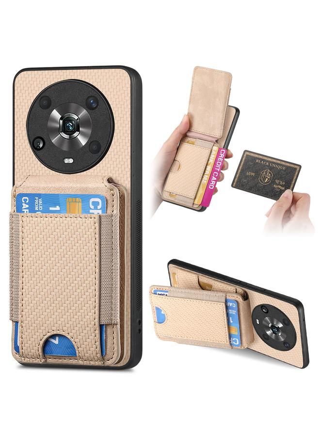 S-TOP Case For Honor Magic4 Pro Carbon Fiber Vertical Flip Wallet Stand Phone Case - Image 1