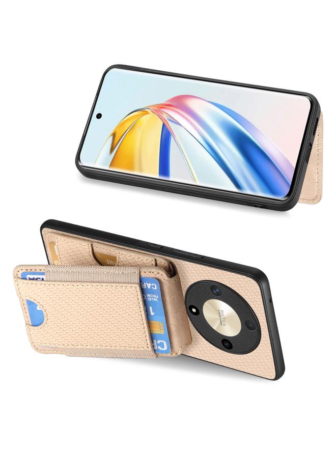 S-TOP Case For Honor Magic4 Pro Carbon Fiber Vertical Flip Wallet Stand Phone Case - Image 5