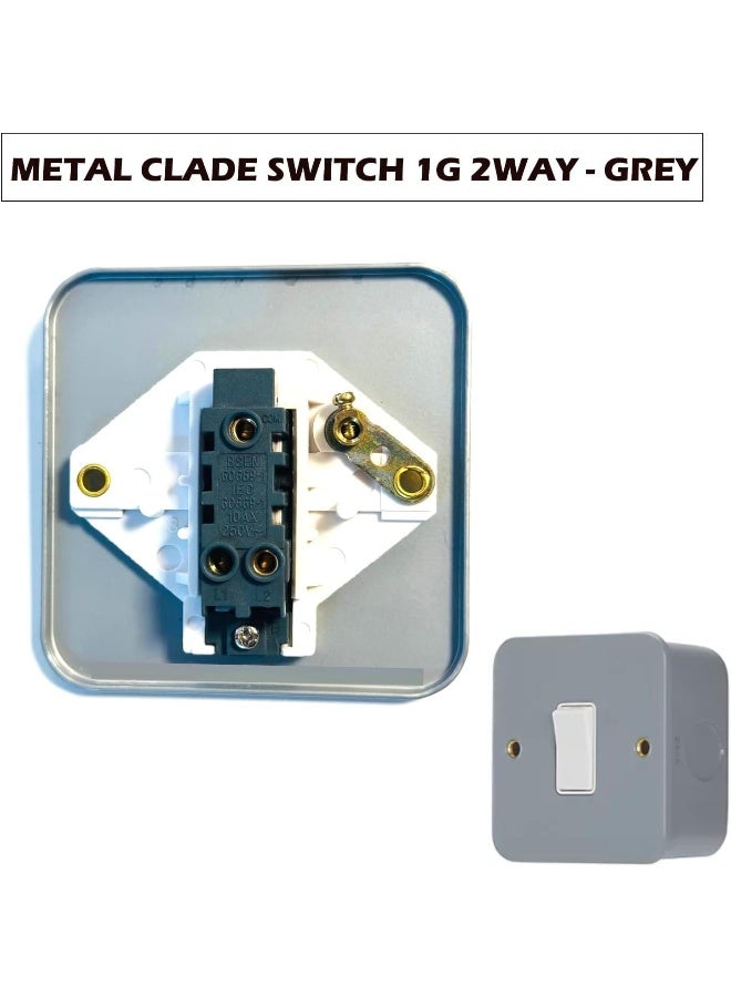 melfi Metal Clade Electrical Wall Switch: Epoxy Gray Powder Coated for Enhanced Durability (METAL CLADE SWITCH 1G 2WAY) - Image 2