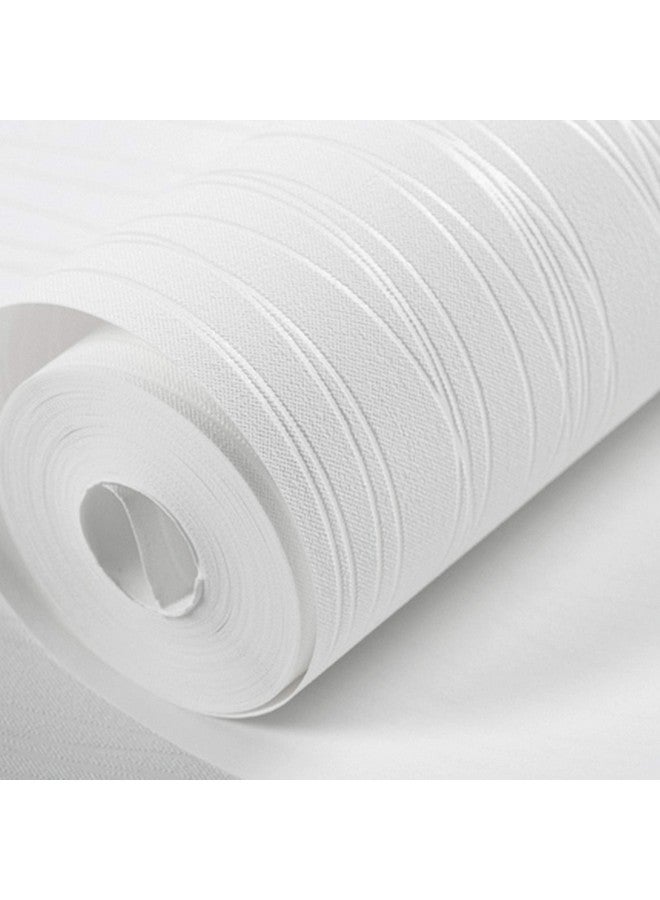 Wolpin Wall Stickers Wallpaper, Home Renovation Stripe Living Room, Hall, Office Bedroom Embossed Decal, White Decorative Wallpaper - Image 1