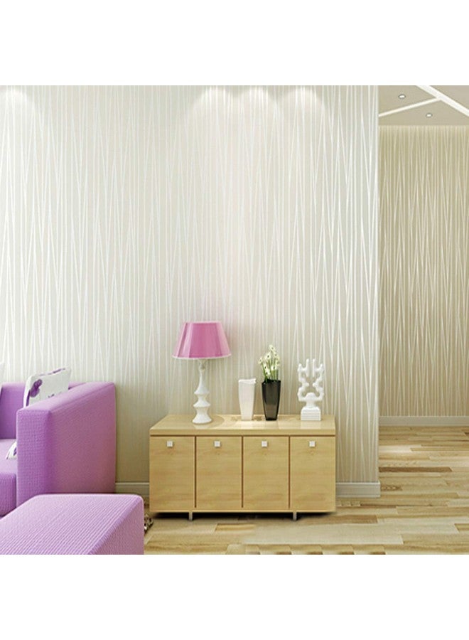 Wolpin Wall Stickers Wallpaper, Home Renovation Stripe Living Room, Hall, Office Bedroom Embossed Decal, White Decorative Wallpaper - Image 2