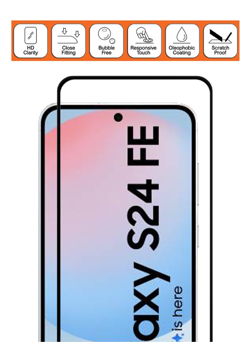 For Samsung Galaxy S24FE - Tempered Glass Screen Protector - Advanced Border-Less Full Edge to Edge ,Shatterproof , High Responsiveness , Higher Transparency , Quick to Install ,Anti-scratch and Bubble-free Screen Protector - Black - Image 4