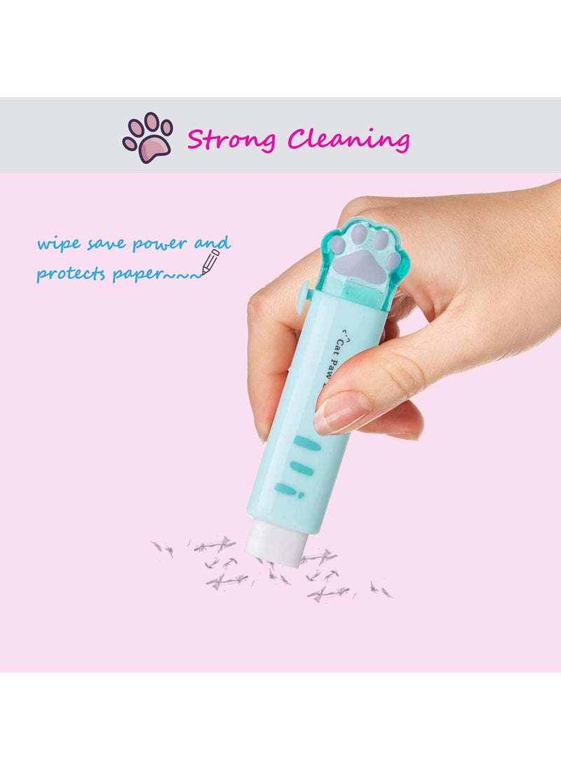 Oasisgalore 4PCS Kawaii Cat Paw Retractable Erasers for Kids, Aesthetic School Supplies (Pink/Blue/White/Orange)  - Image 5