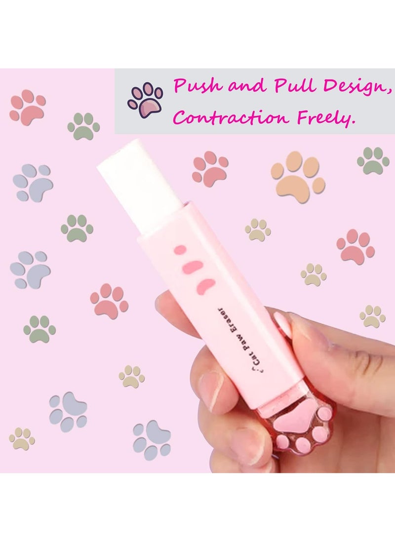 Oasisgalore 4PCS Kawaii Cat Paw Retractable Erasers for Kids, Aesthetic School Supplies (Pink/Blue/White/Orange)  - Image 4