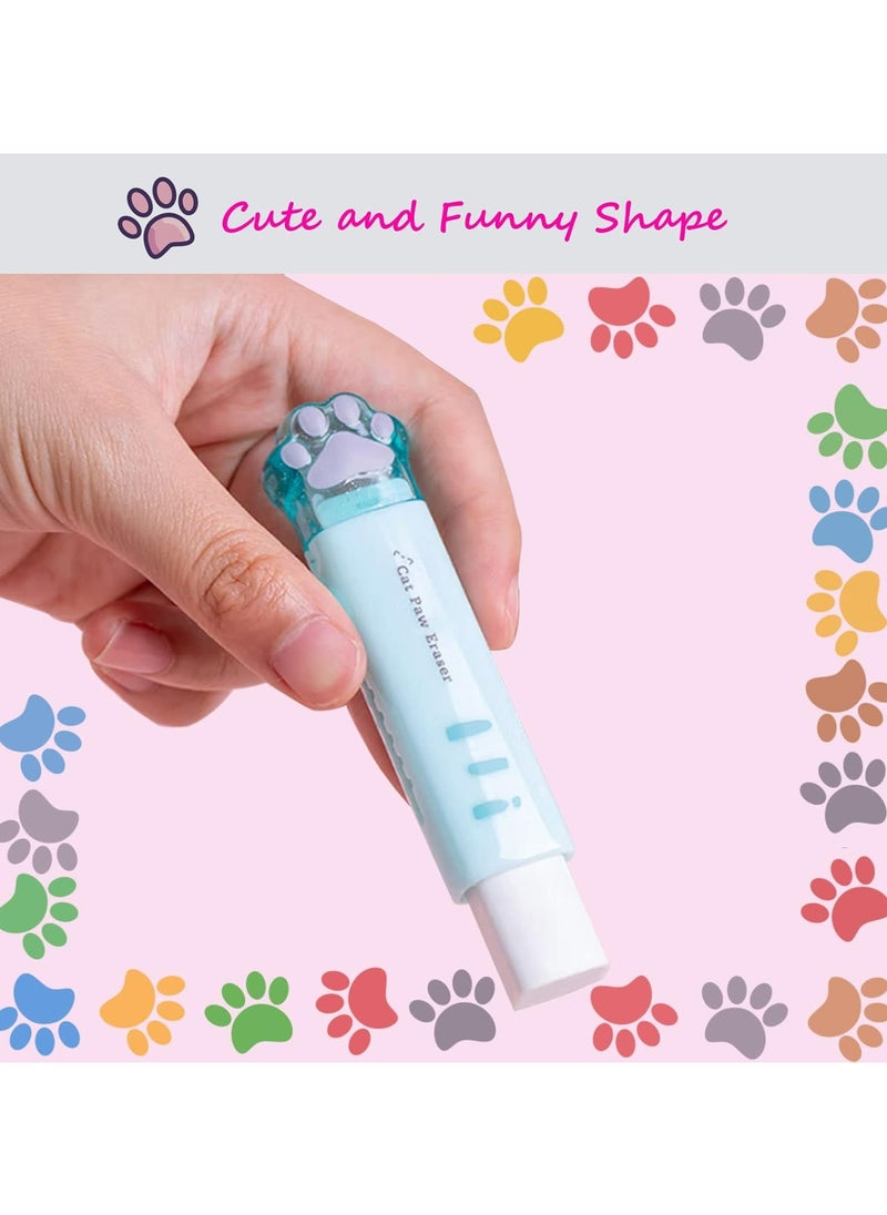 Oasisgalore 4PCS Kawaii Cat Paw Retractable Erasers for Kids, Aesthetic School Supplies (Pink/Blue/White/Orange)  - Image 3