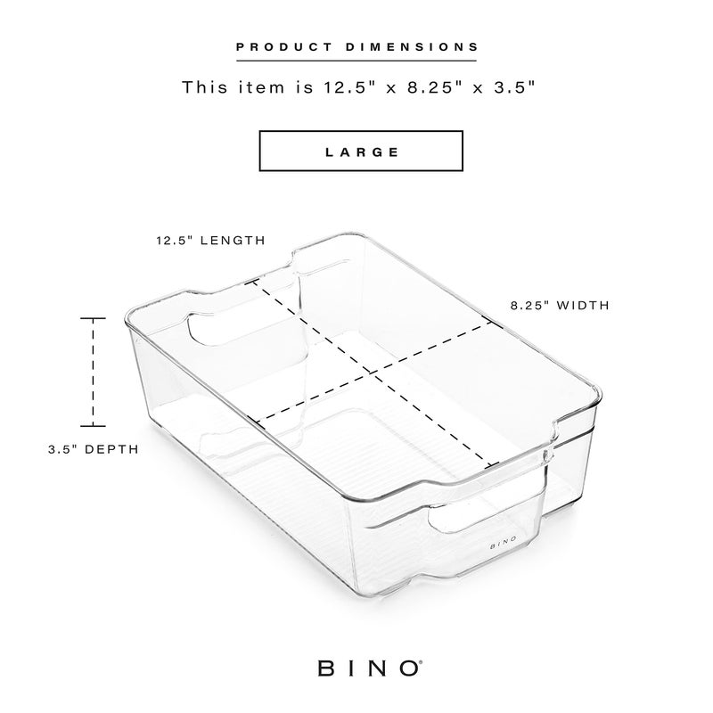 BINO | Stackable Storage Bins, Large - 2 Pack | THE STACKER COLLECTION | Clear Plastic Storage Bins | Built-In Handles | BPA-Free | Containers for Organizing Kitchen Pantry | Multi-Use Organizer Bins - Image 3
