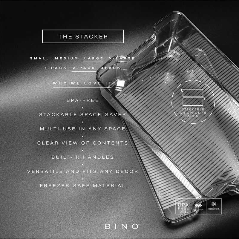 BINO | Stackable Storage Bins, Large - 2 Pack | THE STACKER COLLECTION | Clear Plastic Storage Bins | Built-In Handles | BPA-Free | Containers for Organizing Kitchen Pantry | Multi-Use Organizer Bins - Image 2