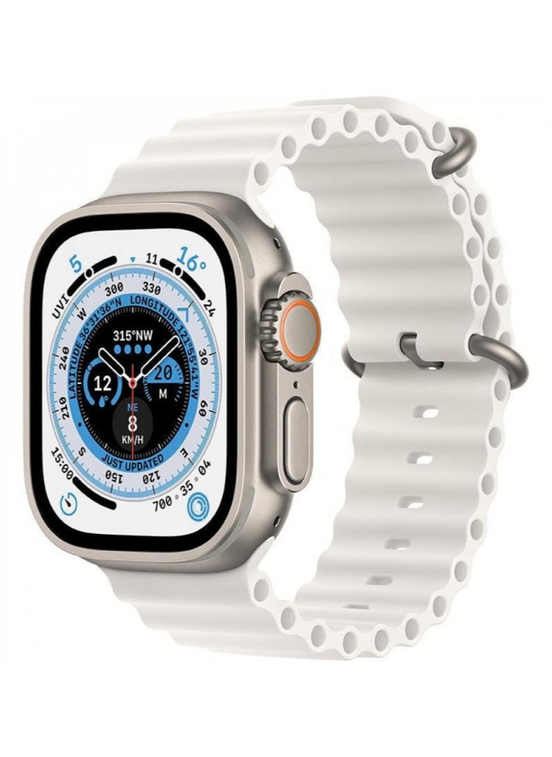The New DT NO.1 ULTRA Smart Watch Series 8 With A Full Screen Works With The Android And IOS System Is Responsive Wireless Charging And Supports GPS, Size 49 mm - White Color