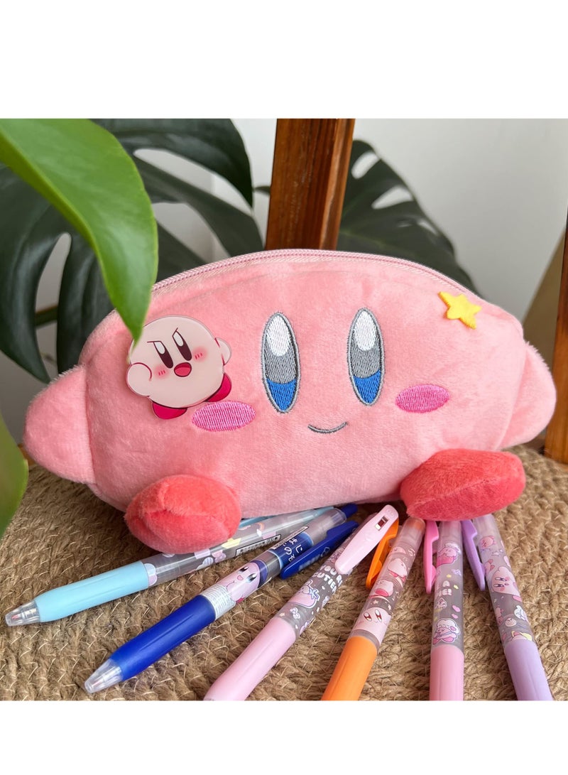 Kawaii Pink Pencil Case for Girls - Cute Anime Soft Pouch with Acrylic Badge, Perfect for Students and Teens - Image 5