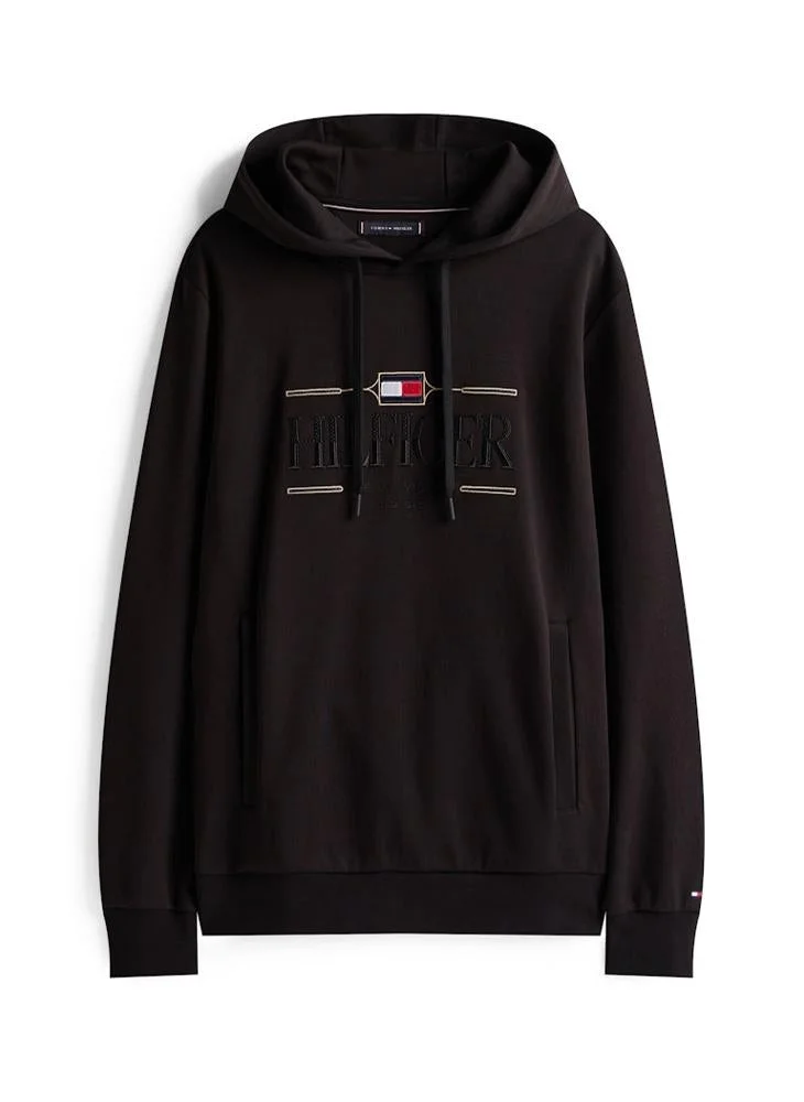 Tommy Hilfiger Black Textured Pullover Hoodie for Men | Best Price UAE