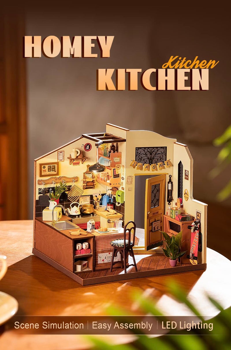 Rowood Miniature House KitDIY Miniature Dollhouse Kit for AdultsModel Kits for Adults to Build with LEDBirthday for AdultHomey Kitchen - Image 3