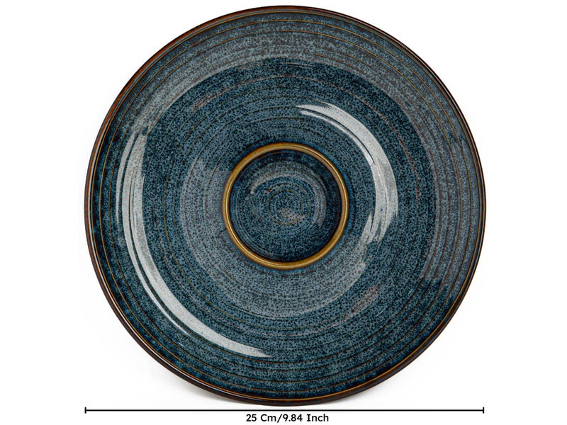 Bodhi House Ceramic Chip and Dip Platter – Perfect Serving Platter for Snacks, Appetizers, Chips & Salsa, Veggies & Dip, Microwave & Dishwasher Safe (Greenish Blue) - Image 3