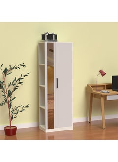 Mahmayi Modern Single Door Wardrobe with 3 Open Side Shelves, Mirror and Hanging Rods Efficient Storage for Home, Bedroom Premium White - pzsku/ZB07FD635A37DFC418019Z/45/_/1697463274/52b7ecff-303c-4b84-9982-78f90f1f4340