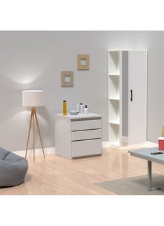 Mahmayi Modern Single Door Wardrobe with 3 Open Side Shelves, Mirror and Hanging Rods Efficient Storage for Home, Bedroom Premium White - pzsku/ZB07FD635A37DFC418019Z/45/_/1697463275/7cc761f1-309a-4431-9a89-7c3a35f14616