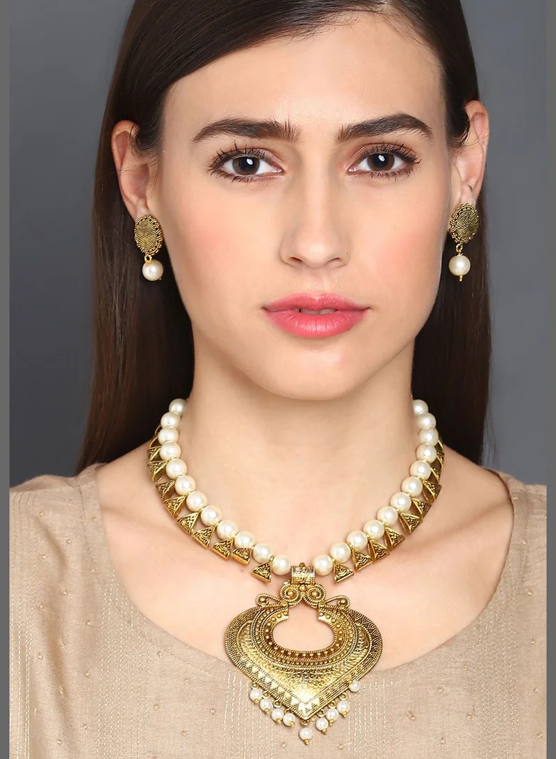 SOHI Antique Golden Loop Jewellery Set