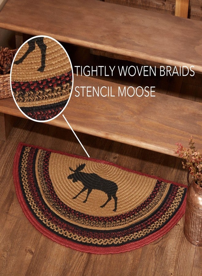 VHC Brands Cumberland Rustic Kitchen Rug, Cozy Natural & Dyed Jute Moose Pattern Tan Entryway Doormat Half Circle 16.5x33 - Image 3