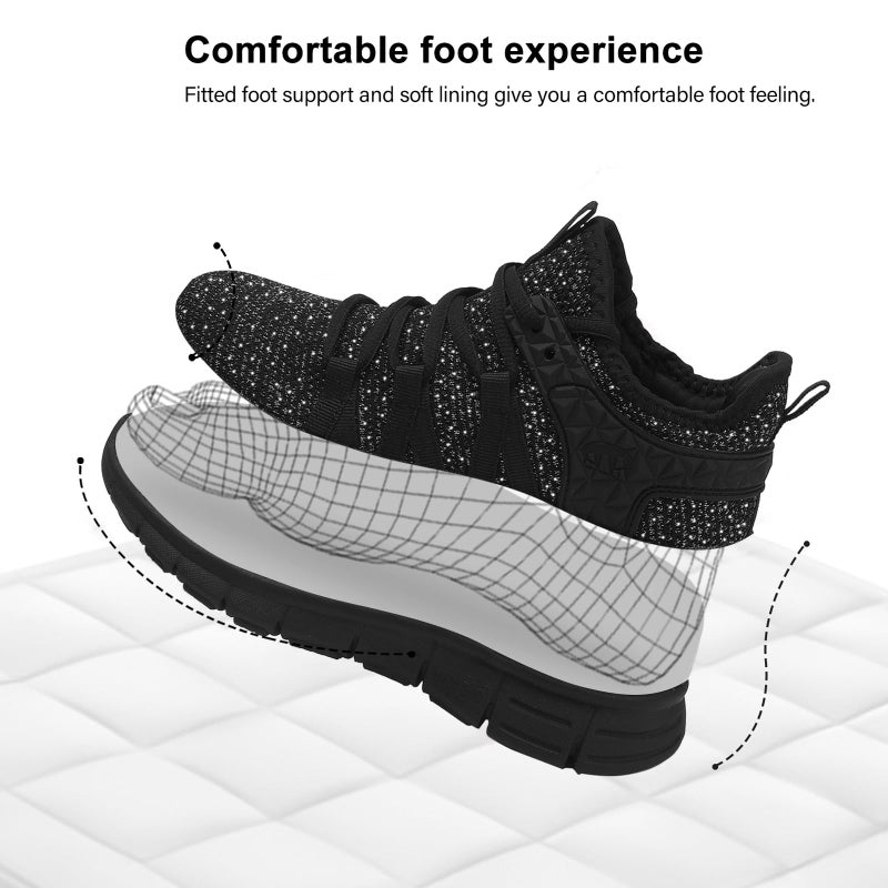 AOE Womens Walking Running Shoes Breathable Ultra Lightweight Mesh Tennis Athletic Shoes Non Slip Workout Gym Sneakers Silver Black 8women / 7men - Image 3