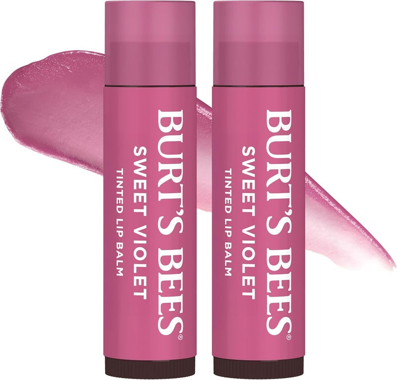 100% Natural Tinted Lip Balm, 0.15 Ounce, Sweet Violet, 2 Count - Image 1
