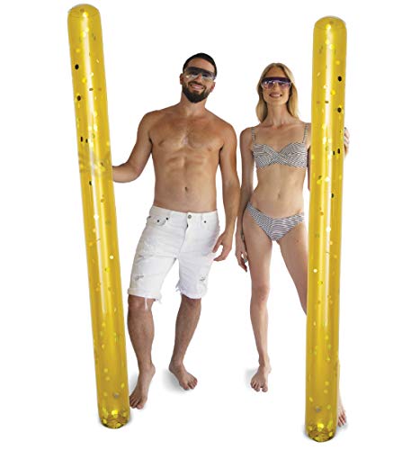 POZA 2 Pack Inflatable Jumbo Pool Noodles Floats Premium Luxurious 74 Inch Giant Water Floating Noodles Filled with Sparkle Confetti Pool Float for Swimming Pool Beach Lake - Image 1