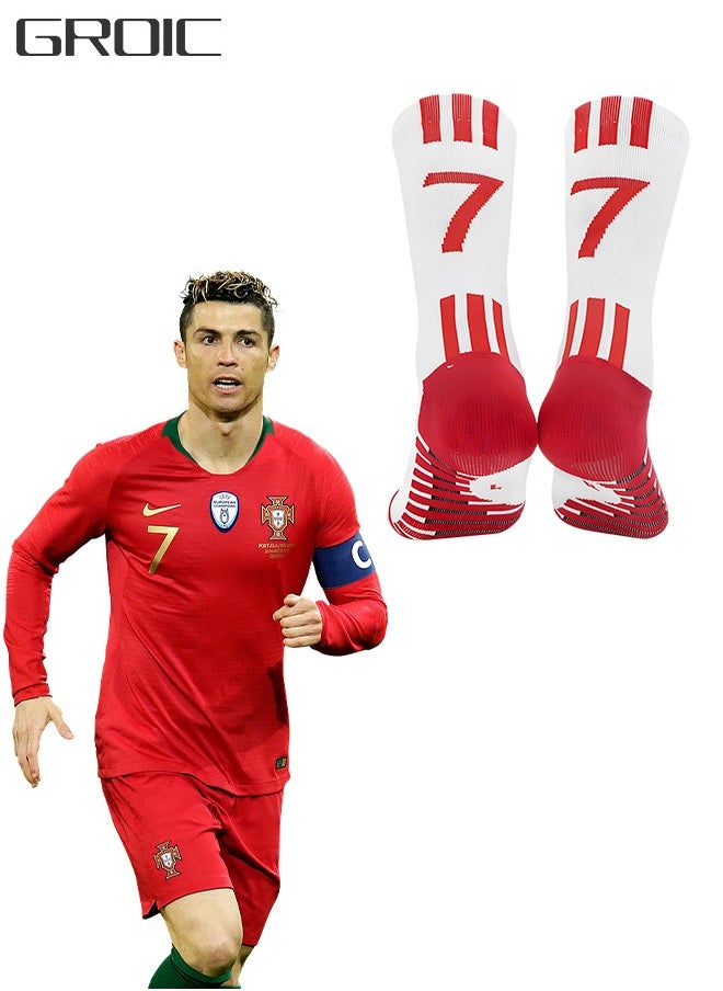 GROIC Elite Football Socks, Athletic Socks with 3D Ankle Protection, Soccer Socks Basketball Socks Running Socks with Anti Slip Grip Pads, Compression Cushion Sports Grip Socks Unisex  - Image 1