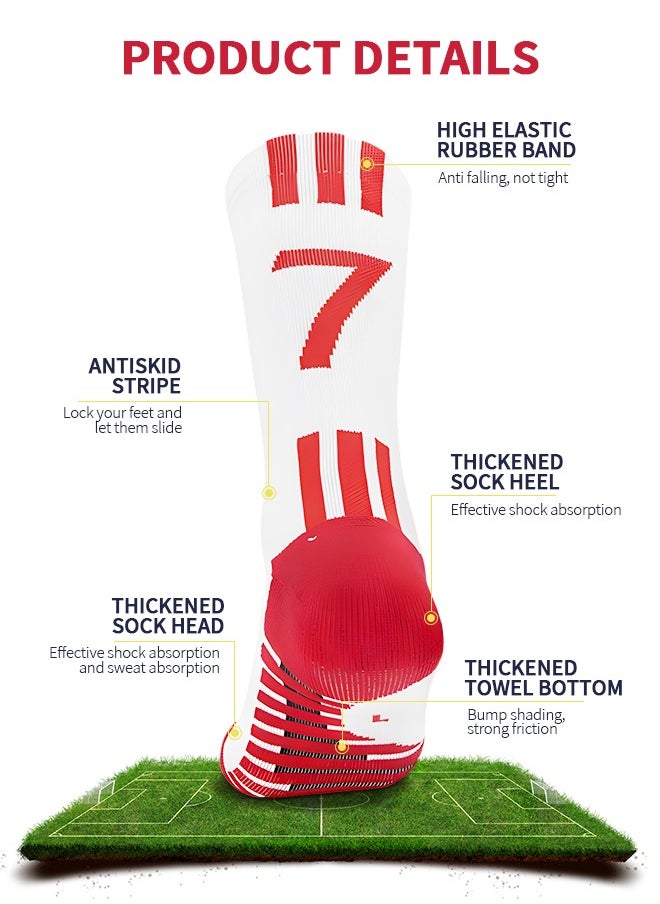 GROIC Elite Football Socks, Athletic Socks with 3D Ankle Protection, Soccer Socks Basketball Socks Running Socks with Anti Slip Grip Pads, Compression Cushion Sports Grip Socks Unisex  - Image 2